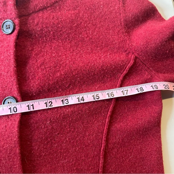 Eileen Fisher Red 100% Wool Cardigan Sweater Mock Neck Size Medium - Picture 9 of 9